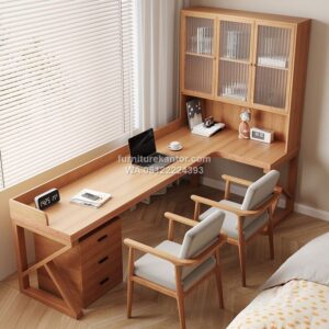 Meja Kantor Di Rumah Dengan Rak Buku Minimalis Modern