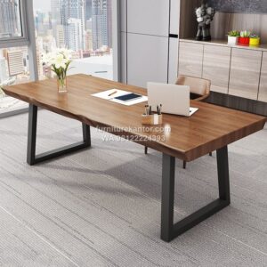 Meja Kerja Kantor Kayu Trembesi Solid Minimalis Modern