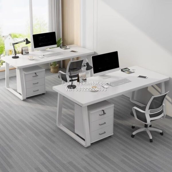 Meja Kerja Staff Minimalis Modern Warna Putih