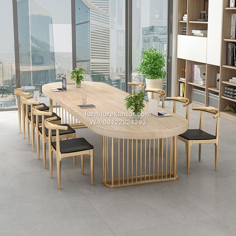 Meja Meeting Kantor Art Deco Minimalis Modern 8 Kursi