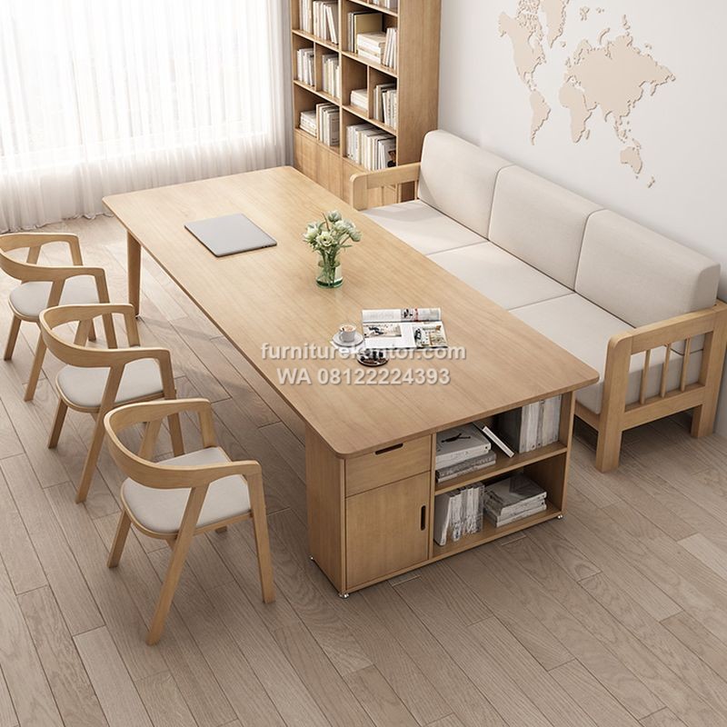 Meja Meeting Kayu Jati Dengan Kursi Nyaman
