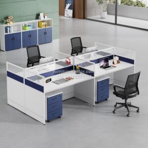 Meja Partisi 4 Staff Minimalis Modern Dengan Drawer