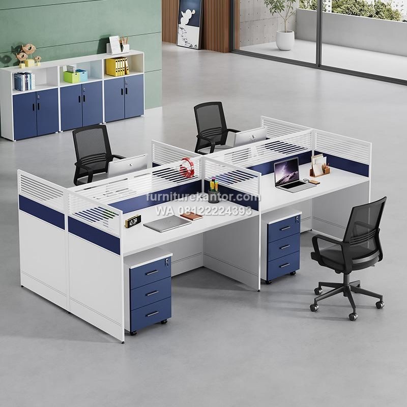 Meja Partisi 4 Staff Minimalis Modern Dengan Drawer