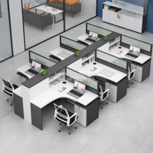 Meja Partisi 6 Staff L Shape Minimalis Modern