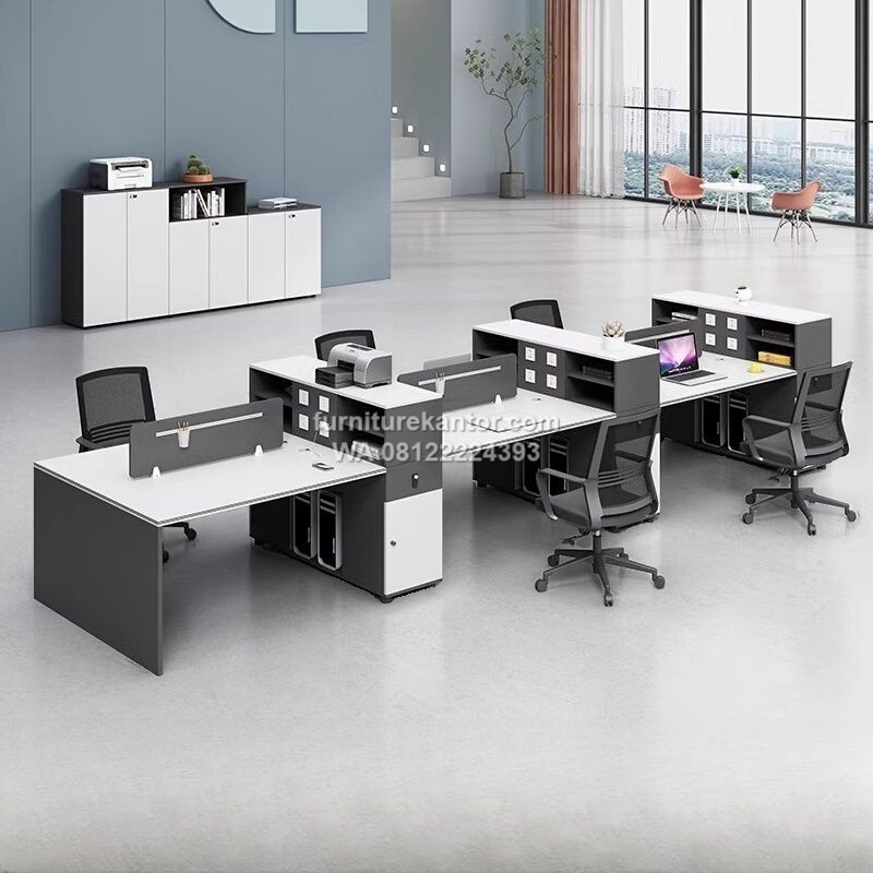 Meja Partisi 6 Staff Minimalis Modern