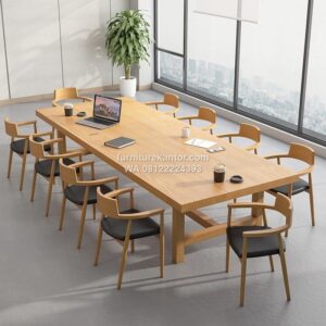 Meja Rapat Kantor Panjang Dengan 10 Kursi Modern