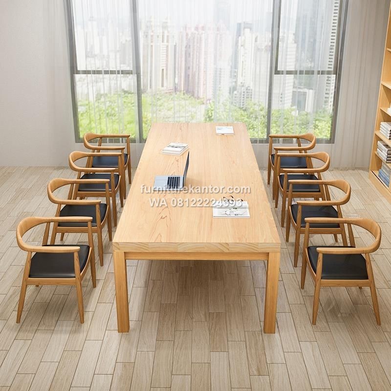 Set Meja Rapat Kayu Jati Minimalis Modern 2