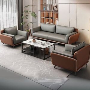 Set Sofa Kantor Desain Modern Kulit Sintetis