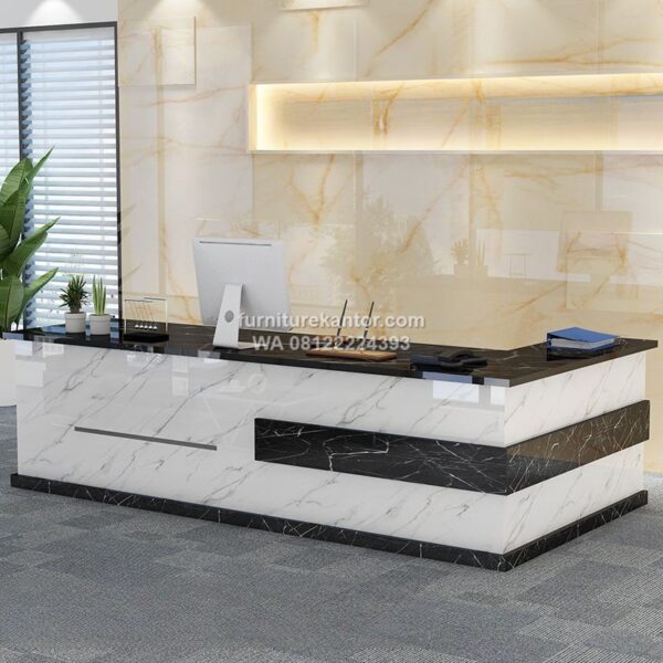 Meja Receptionist L Shape Mewah Modern