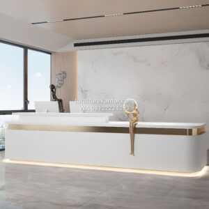 Meja Receptionist Panjang Minimalis Dengan Penyimpanan