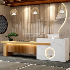 Meja Resepsionis Hotel Motif Marmer Mewah