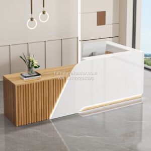 Meja Resepsionis L Shape Kecil Desain Minimalis