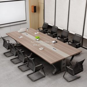 Meeting Table Minimalis Kaki Besi Untuk 8 Orang