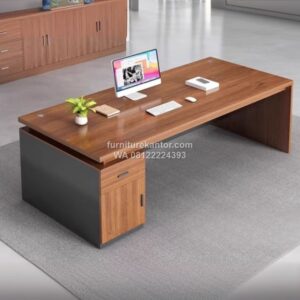 Meja Kerja Kantor Minimalis Warna Walnut