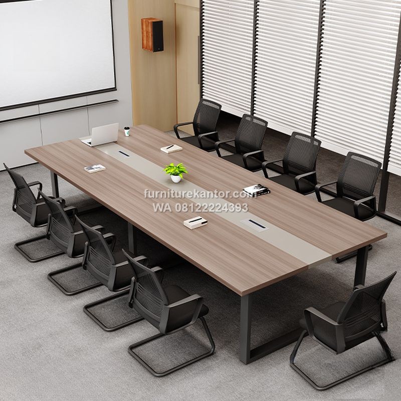 Meja Meeting Panjang Premium Akasia 8 Orang