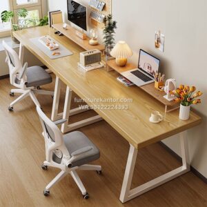Meja Kerja Kantor Minimalis Kaki Besi Untuk 2 Orang