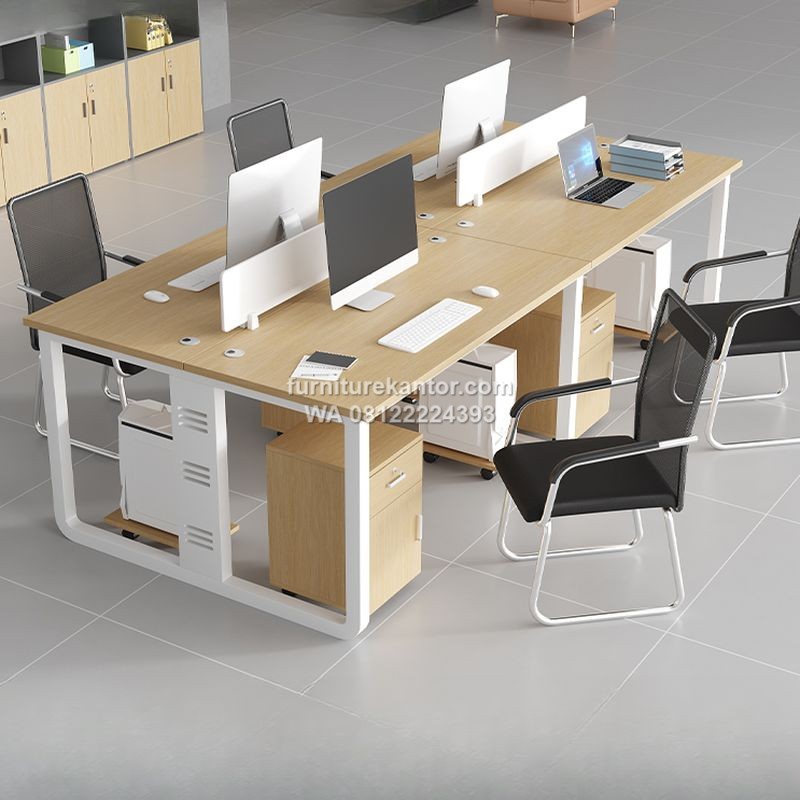 Meja Kerja Partisi 4 Orang Desain Minimalis Modern