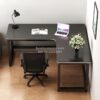 Meja Komputer Bentuk L Modern & Kontemporer Warna Hitam