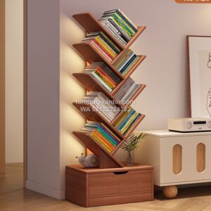 Rak Buku Geometris 6 Tingkat dengan Laci