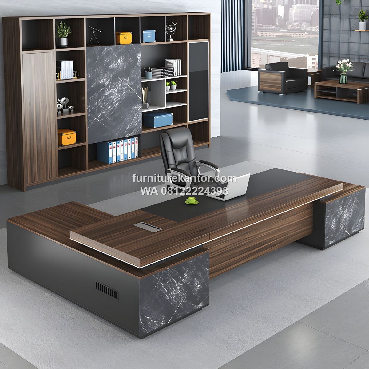 Meja Direktur Kantor Executive Premium Modern L Shape