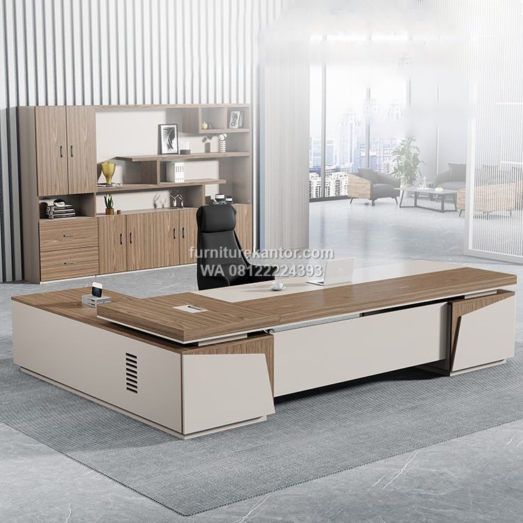 Meja Direktur Kantor Minimalis Warna Kayu Premium