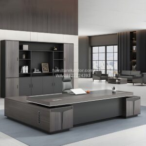 Meja Direktur L Shape Modern Laci Multifungsi