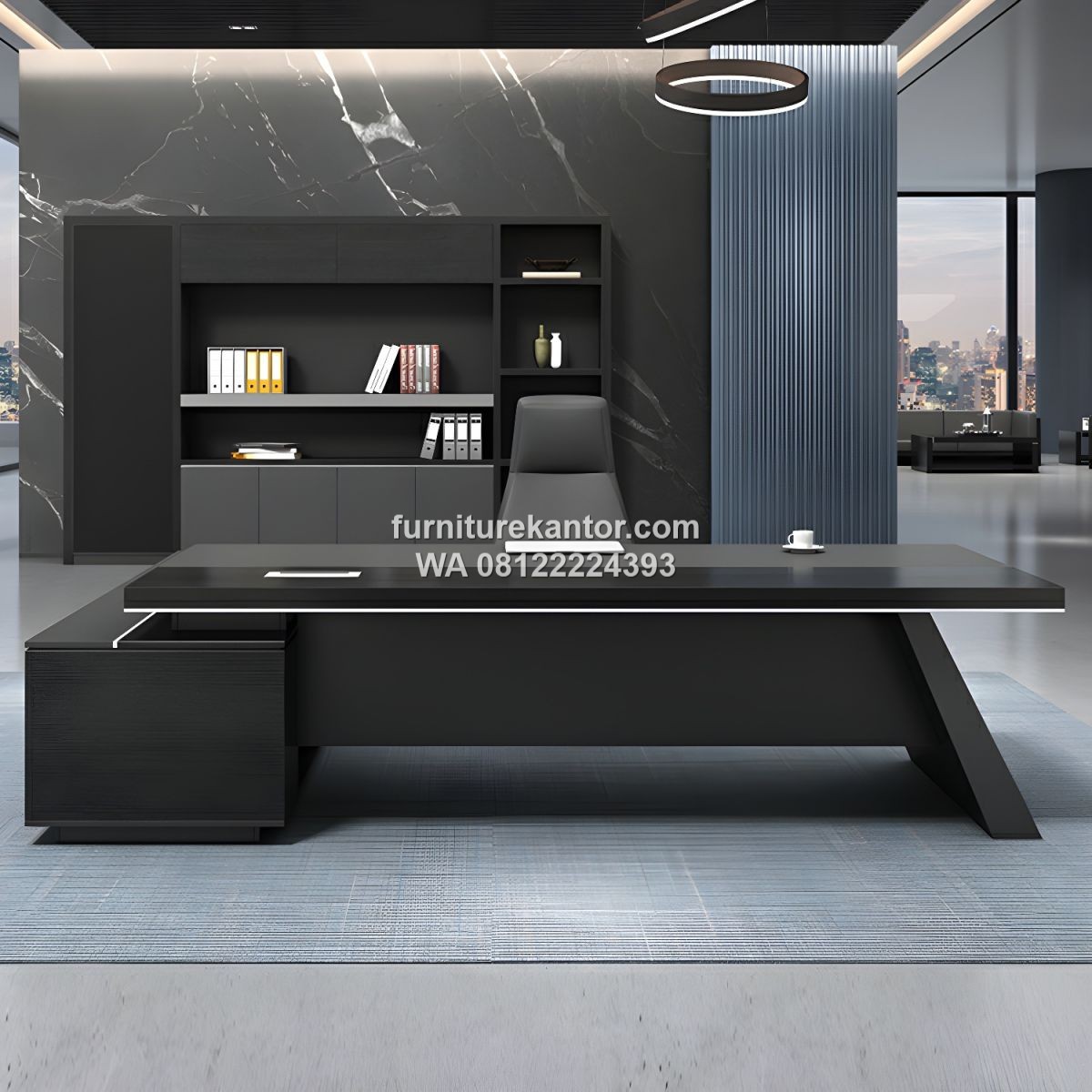 Meja Direktur Mewah L Shape Warna Hitam Modern 1 Meja Direktur Mewah L Shape Warna Hitam Modern