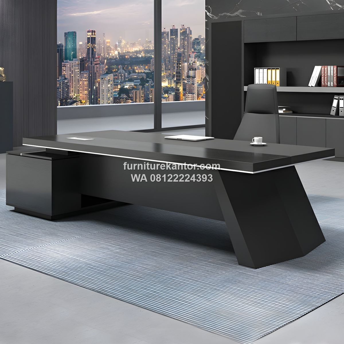 Meja Direktur Mewah L Shape Warna Hitam Modern 3 Meja Direktur Mewah L Shape Warna Hitam Modern