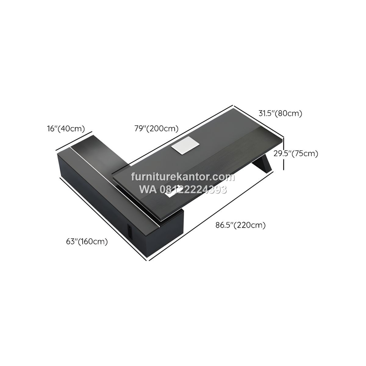 Meja Direktur Mewah L Shape Warna Hitam Modern 4 Meja Direktur Mewah L Shape Warna Hitam Modern