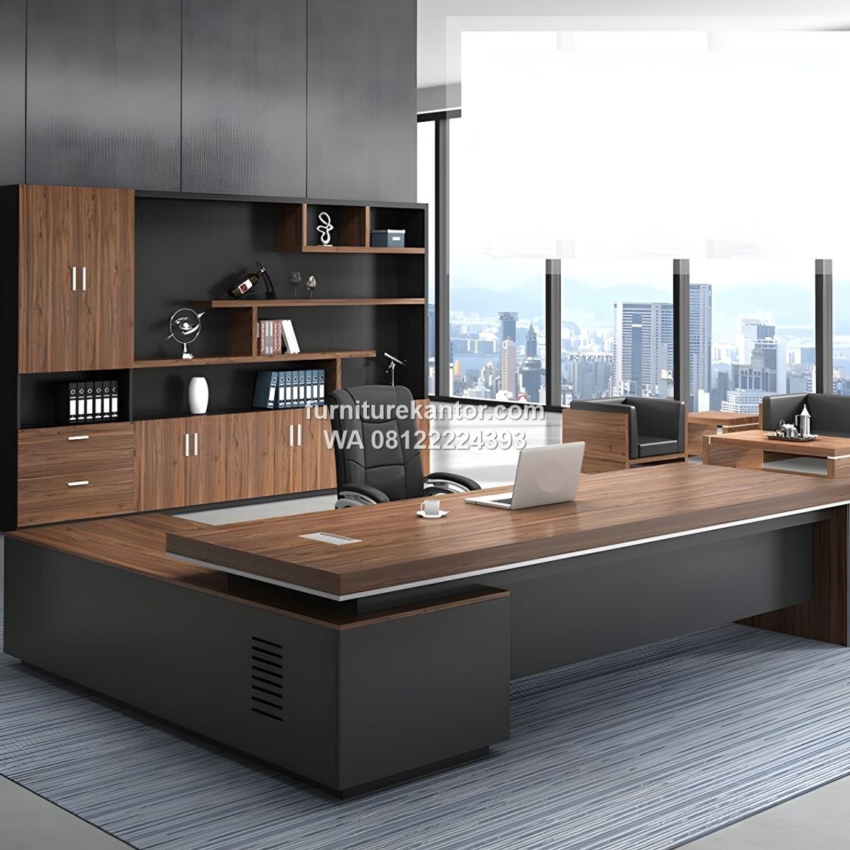 Meja Direktur Modern L Shape Desain Mewah