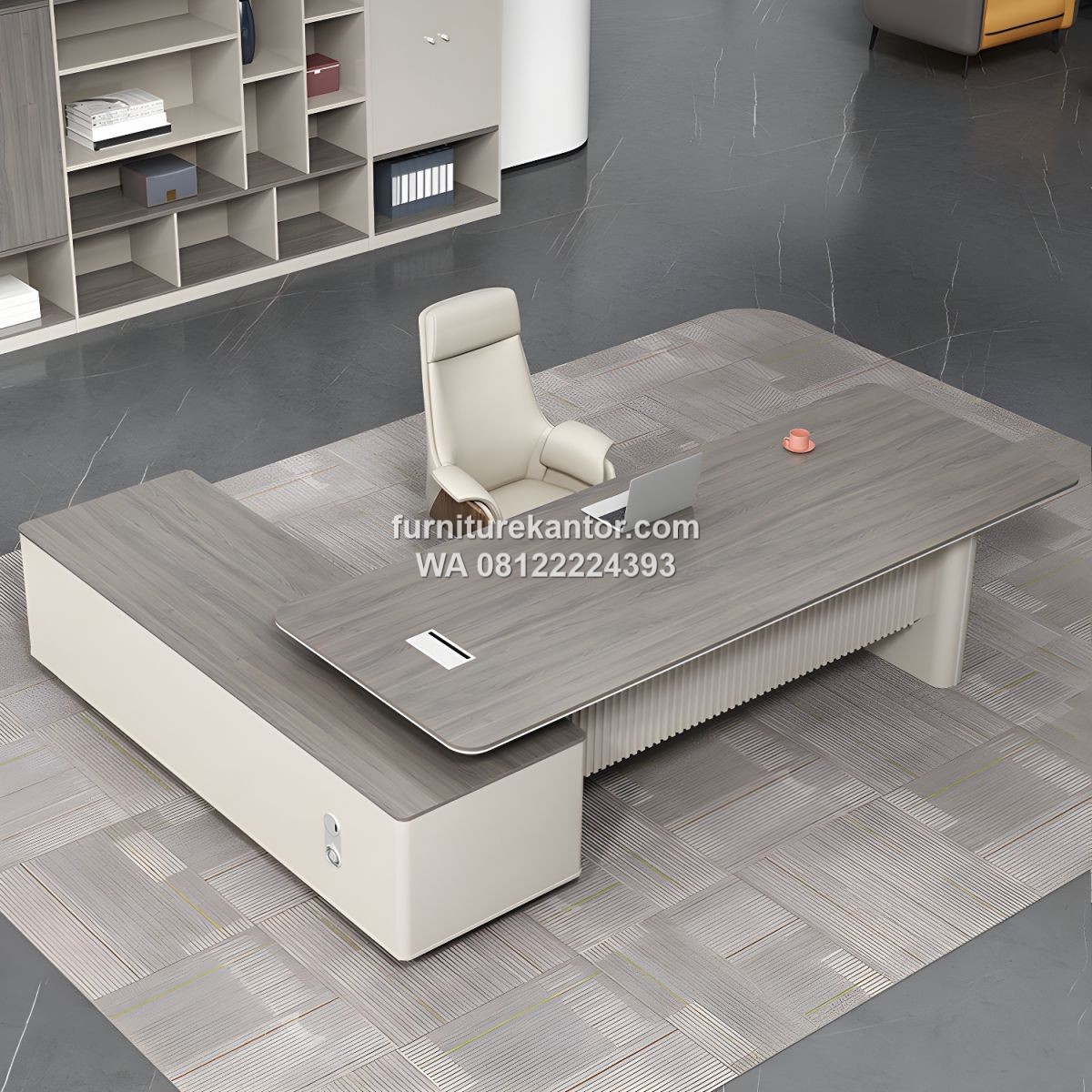 Meja Kantor Direktur Bentuk L Modern dengan Penyimpanan Meja Kantor Direktur Bentuk L Modern dengan Penyimpanan