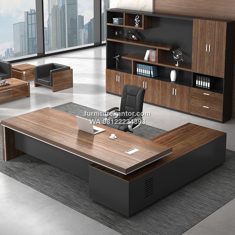 Meja Kantor Direktur Eksekutif Minimalis L Shape Mewah