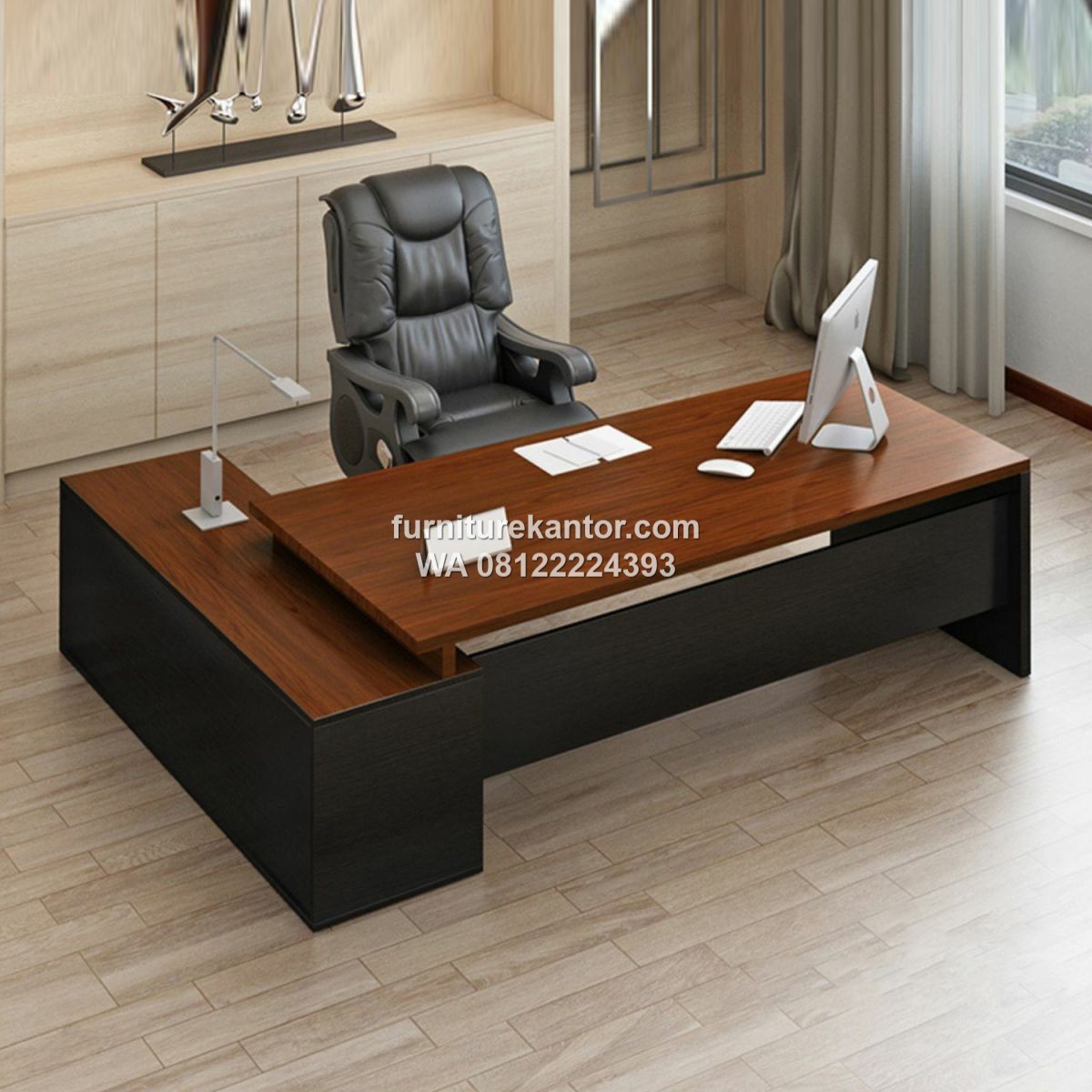 Meja Kantor Minimalis Modern Berbentuk L Shape dengan Rak Meja Kantor Minimalis Modern Berbentuk L Shape dengan Rak