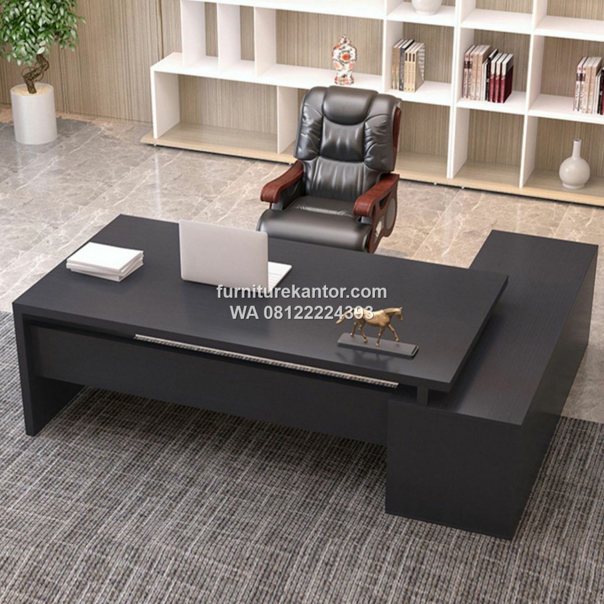 Meja Kantor Minimalis Modern Berbentuk L Shape dengan Rak 2 Meja Kantor Minimalis Modern Berbentuk L Shape dengan Rak