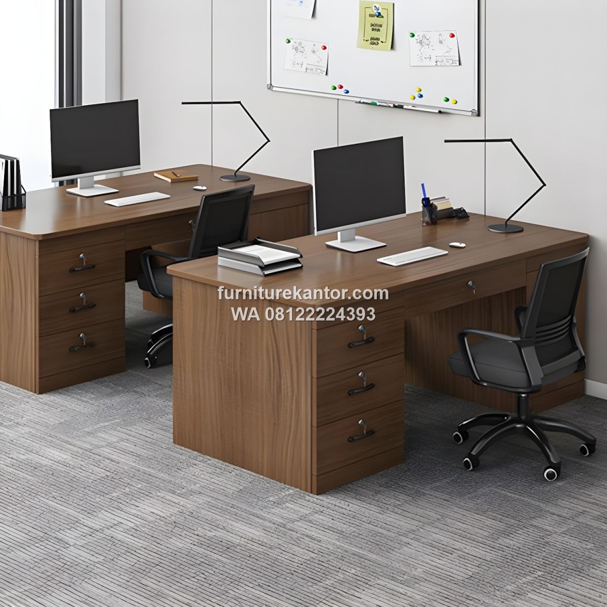 Meja Kantor Minimalis Warna Cokelat Dengan 3 Laci Meja Kantor Minimalis Warna Cokelat Dengan 3 Laci