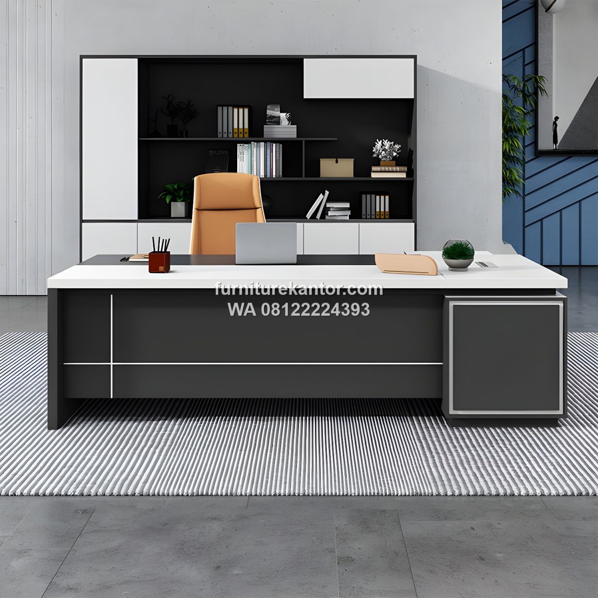 Meja Kantor Modern Bentuk L 3 Laci Warna Putih 2 Meja Kantor Modern Bentuk L 3 Laci Warna Putih