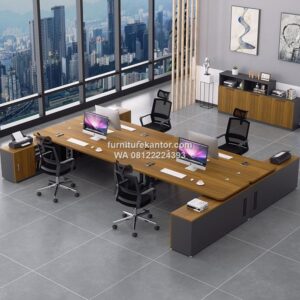 Meja Kantor Partisi Minimalis Modern Untuk 4 Orang