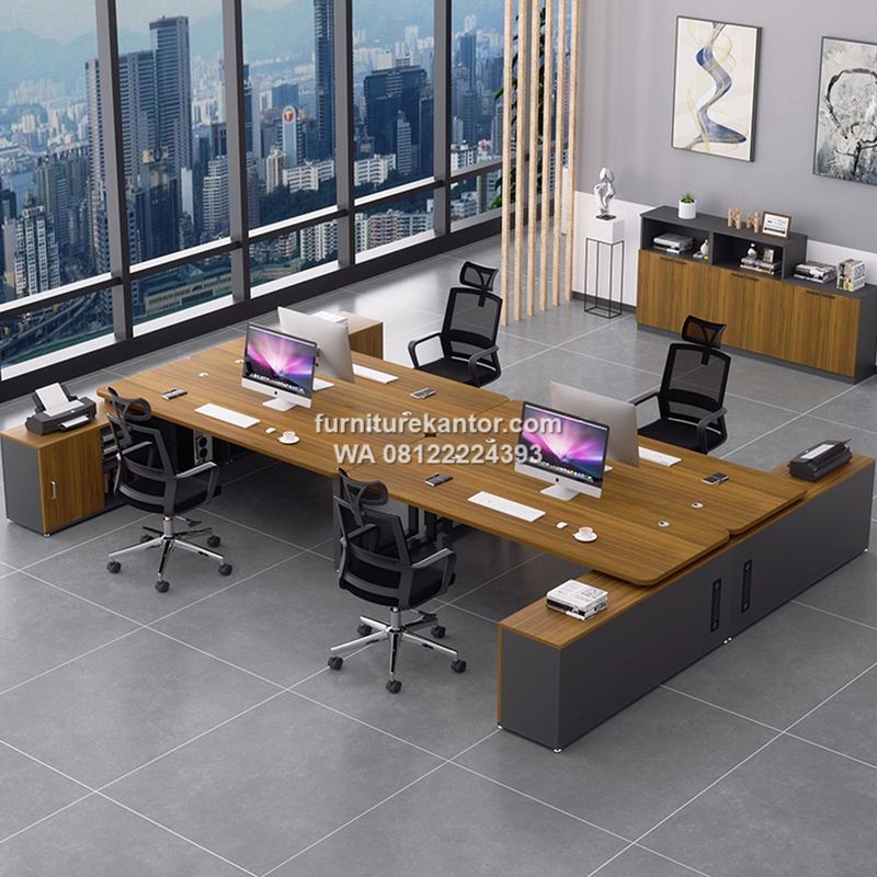 Meja Kantor Partisi Minimalis Modern Untuk 4 Orang
