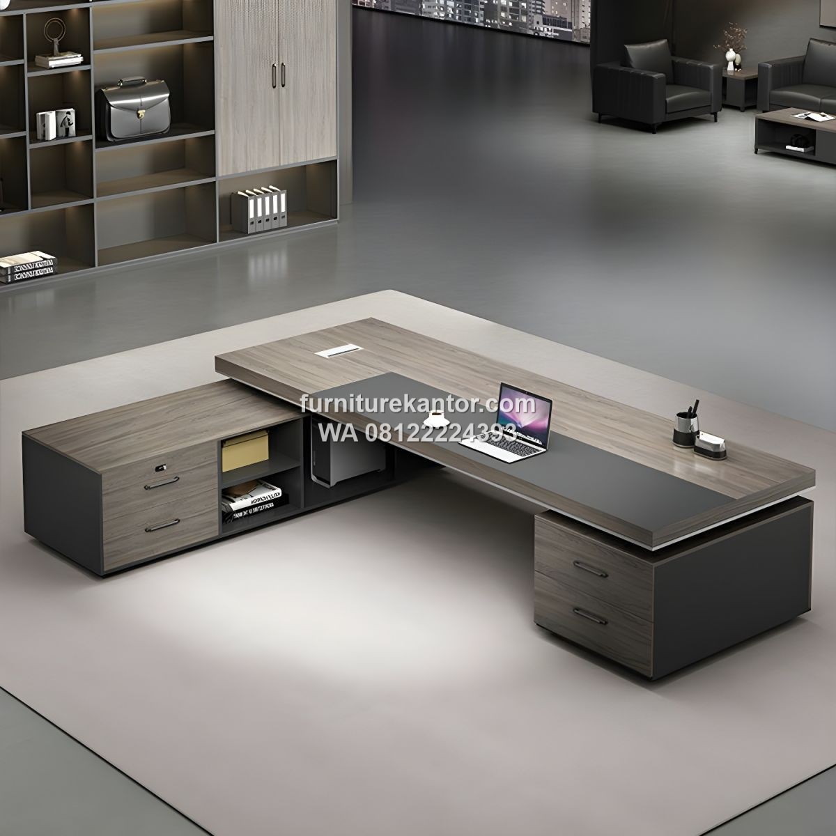 Meja Kerja Eksekutif Minimalis Modern L Shape