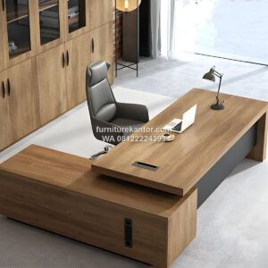 Meja Kerja L Minimalis Modern Dengan Penyimpanan