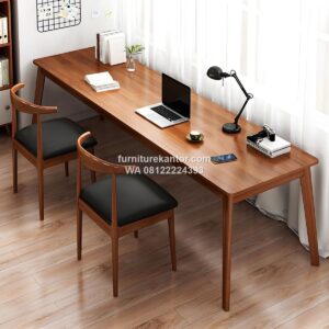 Meja Kerja Staff 2 Orang Model Minimalis Modern Kayu Jati