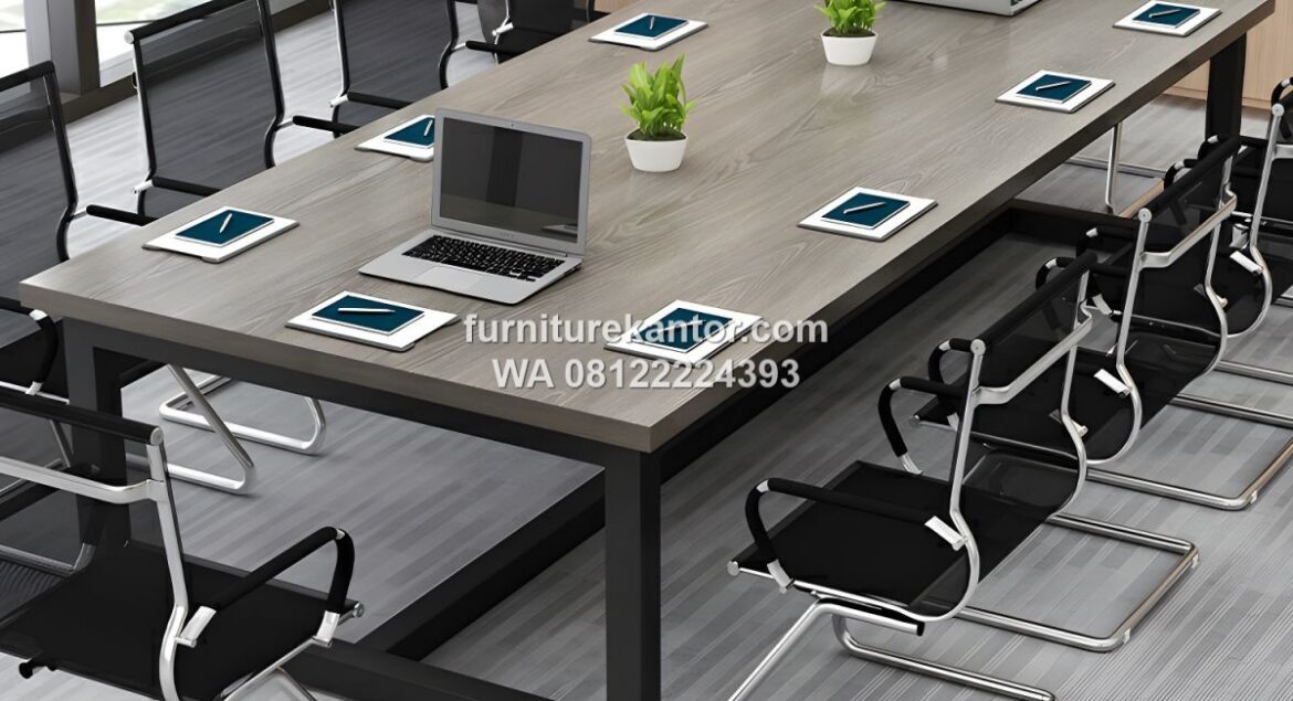 Meja Meeting Minimalis Kaki Besi Untuk 10 Orang