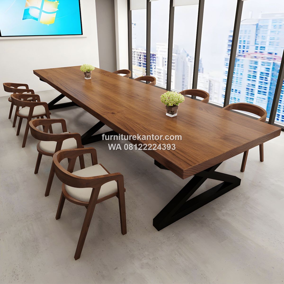 Meja Rapat Kantor Minimalis Modern Kaki Besi 10 Orang