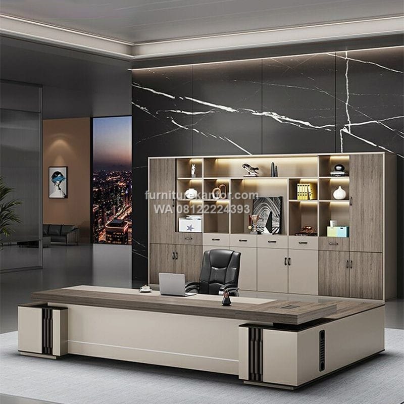 Meja Kantor Direktur Premium Gaya Contemporary Minimalis Elegan
