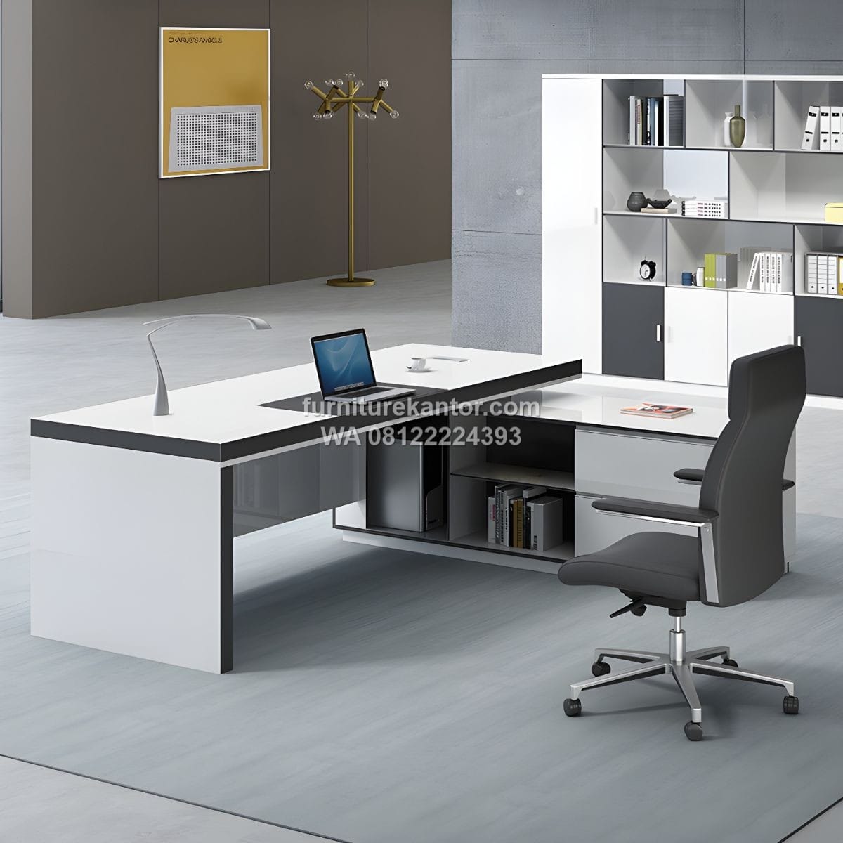 Meja Kantor Eksekutif Bentuk L Modern Warna Putih Meja Kantor Eksekutif Bentuk L Modern Warna Putih