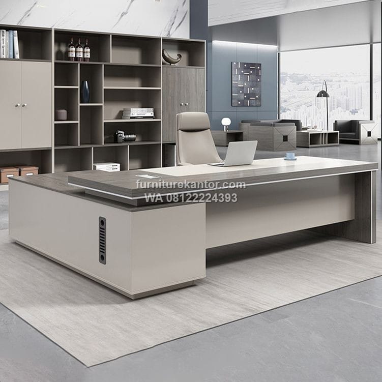 Meja Kantor Eksekutif dengan Laci Desain Bentuk L 2 Meja Kantor Eksekutif dengan Laci Desain Bentuk L