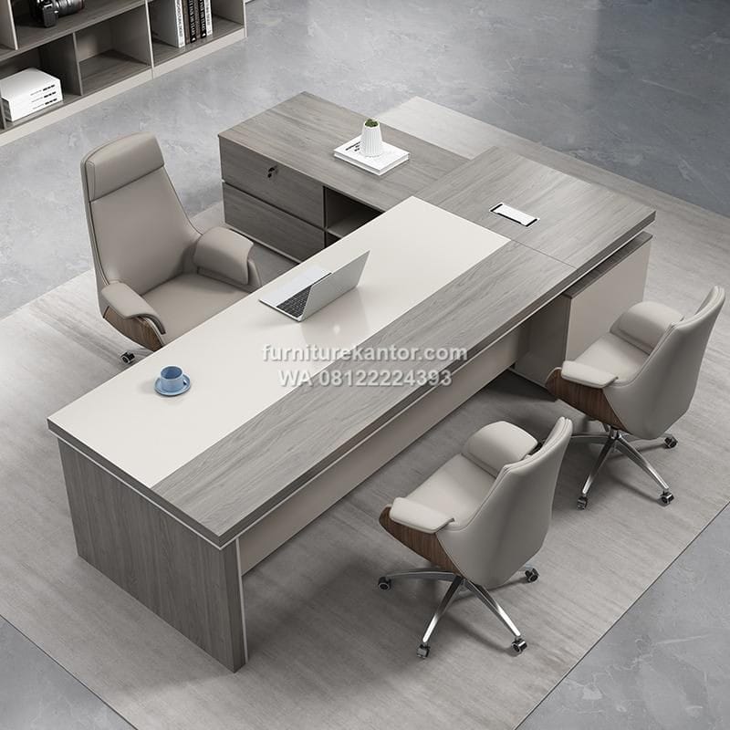 Meja Kantor Eksekutif dengan Laci Desain Bentuk L