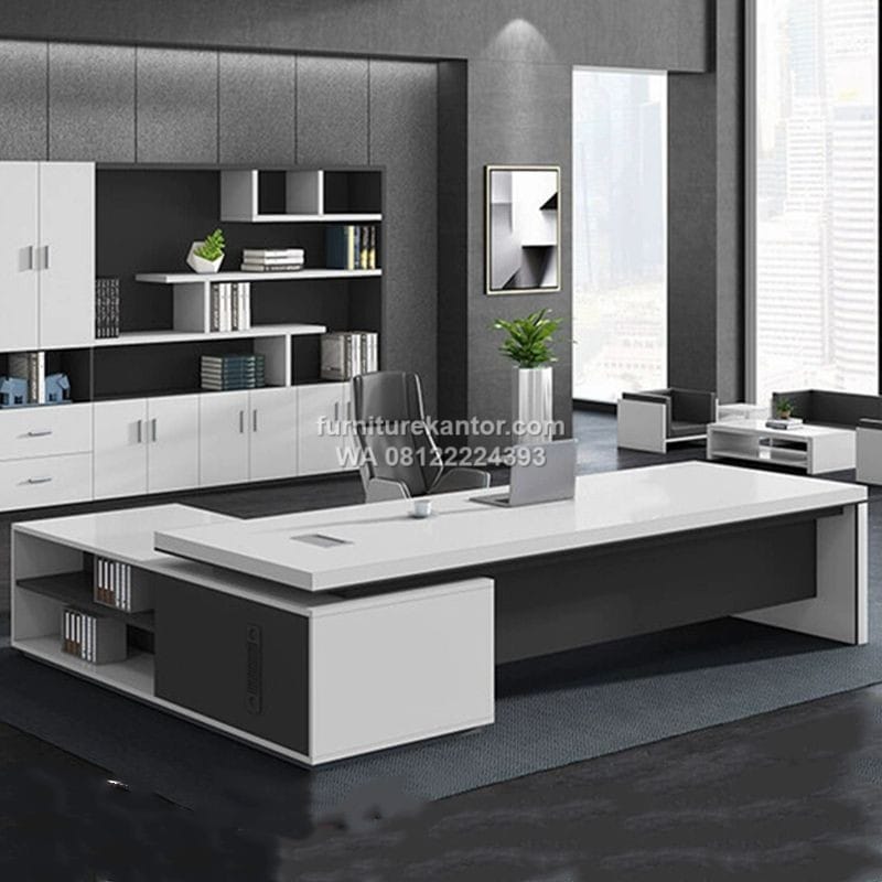 Meja Manajer Minimalis L Shape Warna Putih