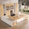 Meja Pimpinan Modern Dengan Credenza Samping