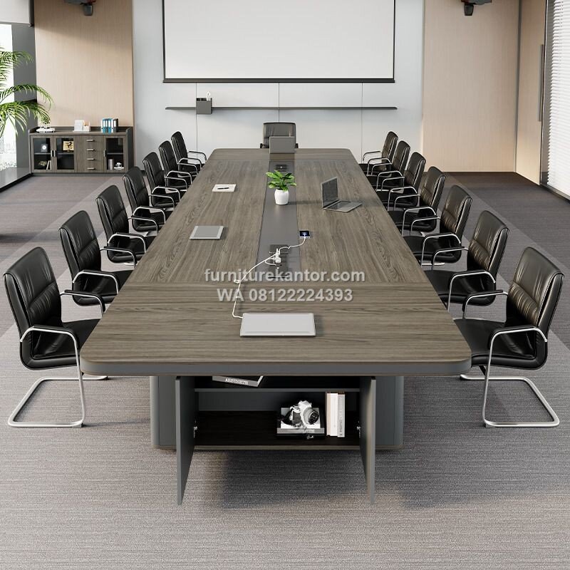 Meja Meeting Kantor HPL Dua Warna dengan Modul Listrik Meja Meeting Kantor HPL Dua Warna dengan Modul Listrik